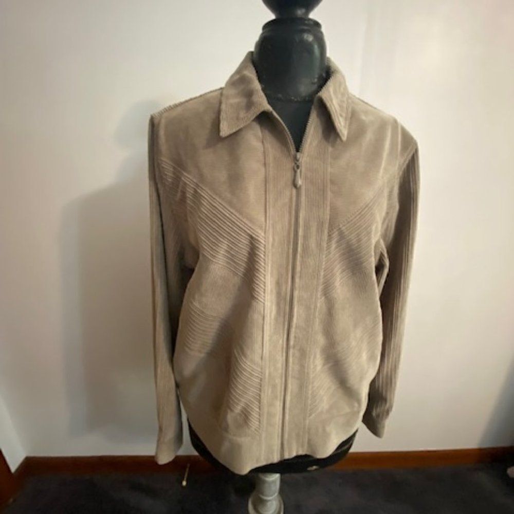Alfred Dunner Tan Corduroy bomber jacket, size 14